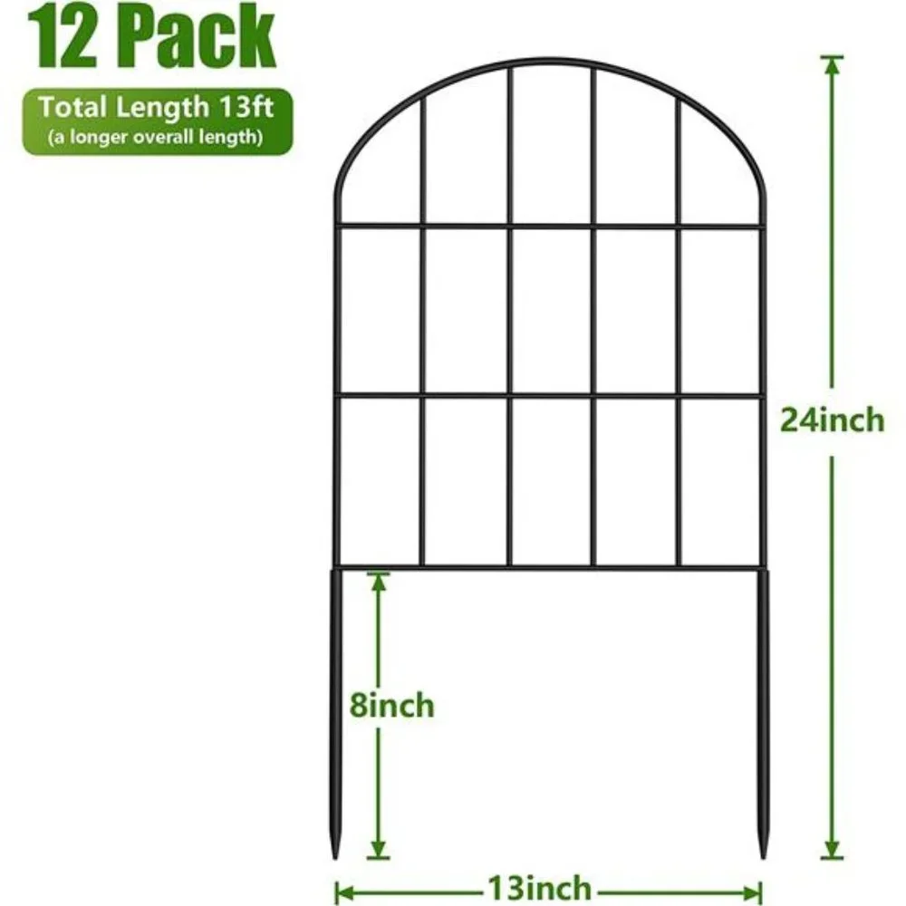 12 Pack Decorative Garden Fence Panels No Dig Fencing, 24in (H) x 13ft (L)
